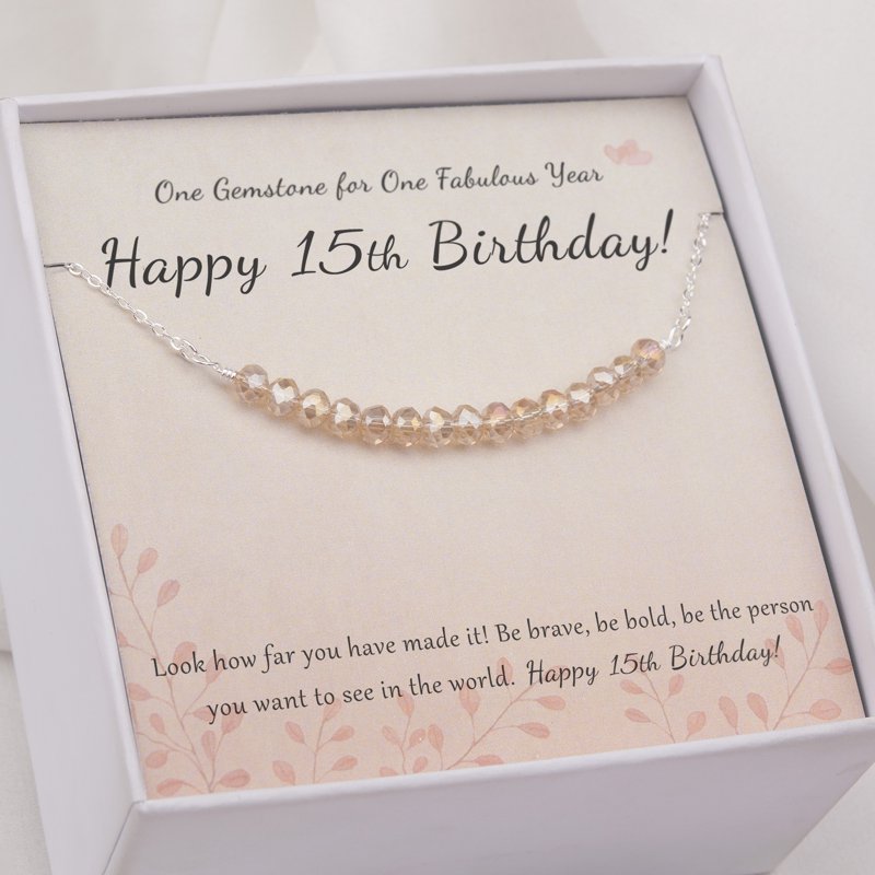Sterling Silver Beads Necklace for 15th Birthday Gift for Girls