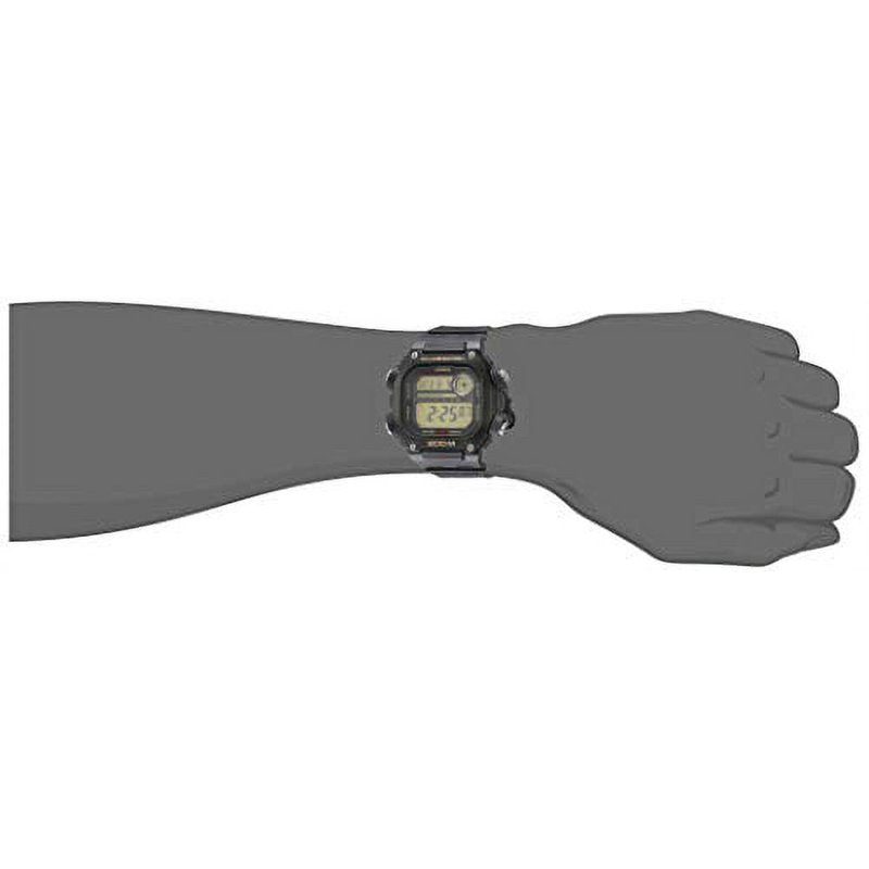 Digital Quartz Watch Men 200m Water-Resistant Resin Band 10-Year Battery
