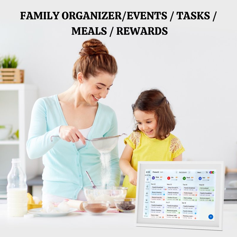 Smart Touchscreen Digital Calendar Wall Clock for Family & Home Office