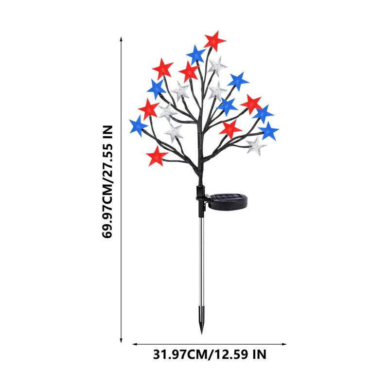 Patriotic Solar Stake Lights - Red White Blue Outdoor Decoration for Independence Day