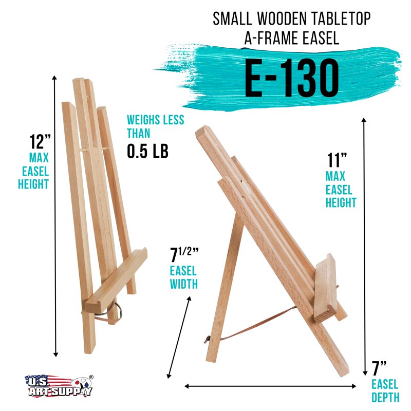 Small Wooden Tabletop Art Easel - Beechwood Display & Painting Stand