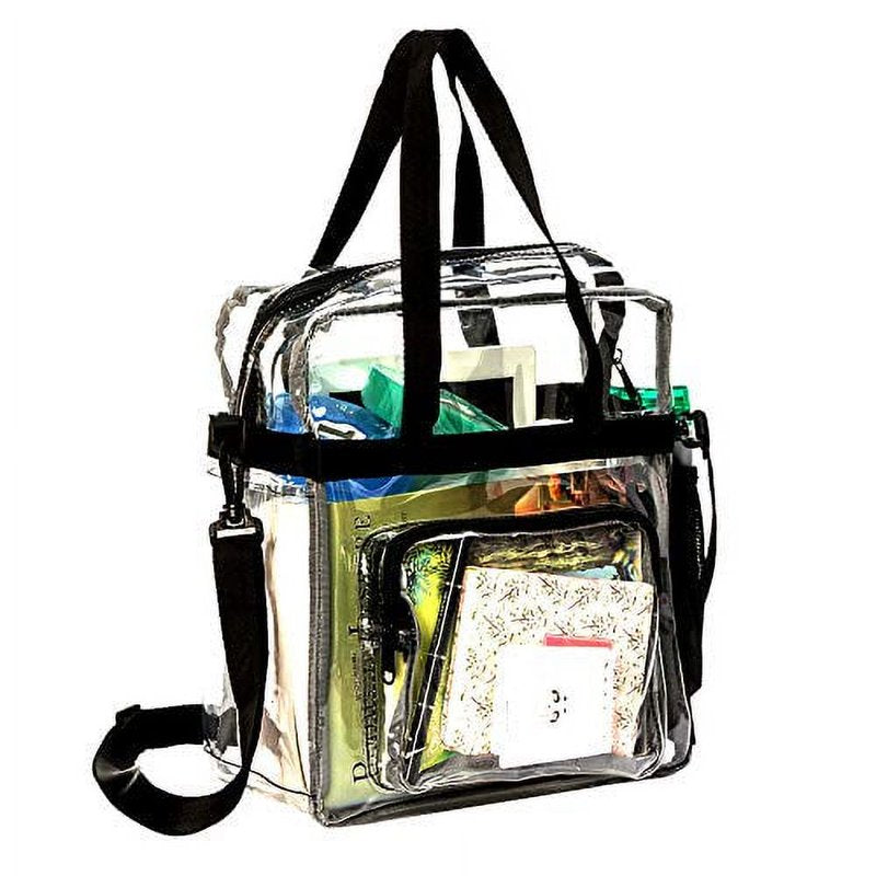 12-Inch Clear PVC Messenger Bag with Adjustable Strap - Heavy Duty See-Through Tote