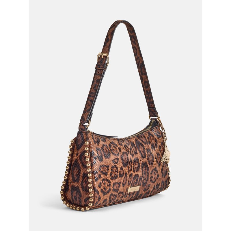 Women's Shoulder Handbag with Adjustable Strap - Leopard, Black, Olive