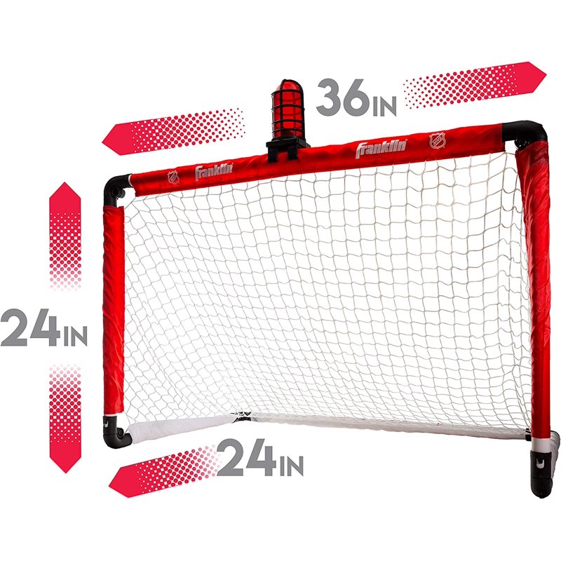Mini Hockey Goal Set with Light-Up Net, Stick & Ball - Indoor Floor & Knee Hockey