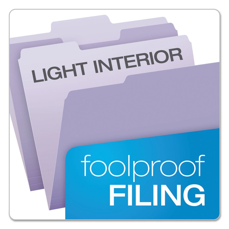 Lavender Two-Tone File Folders - Letter Size, 1/3 Cut Tabs, Pack of 100