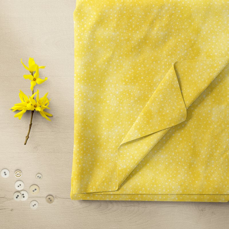 Cotton Sewing Fabric 1 Yard - Norway Dots Honey Yellow, 44" Wide