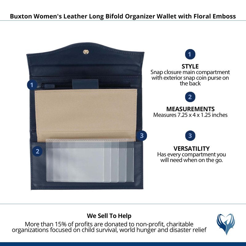 Women's Leather Clutch Organizer Bag with Removable Checkbook - Multiple Colors