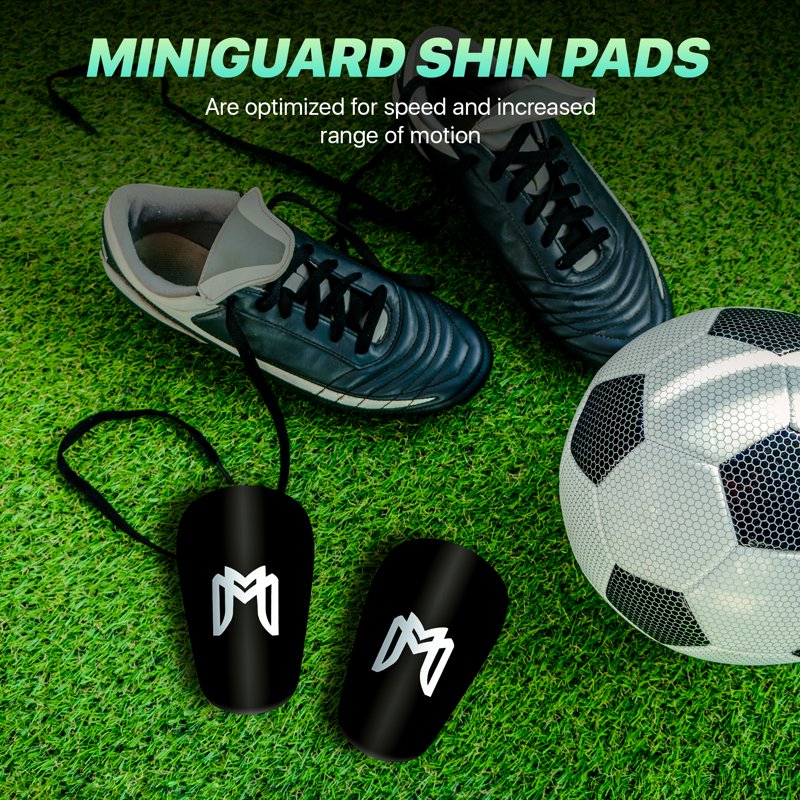 Mini Shin Guards for Soccer - MediCaptain MiniGuards Black, 3.9 x 2.4 in