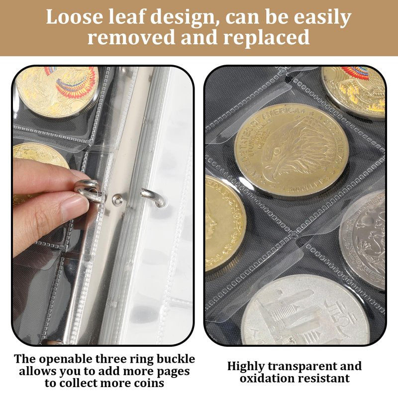 Fireproof Coin Collection Book Holder with 400 Pockets & Currency Sleeves