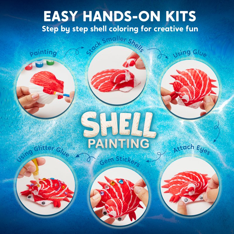 Glow in the Dark Sea Shell Painting Kit for Kids - Creative Art Set for Ages 4-12