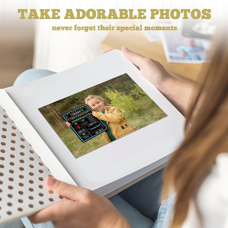 First Day of School Sign Board with Liquid Chalk Markers - 11x14 Reusable Chalkboard for Preschool & Kindergarten Photo Props