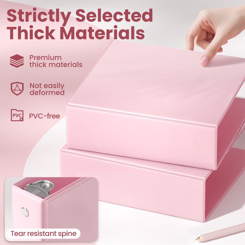 3 Inch Large Clear View Binder Set - 4 Pastel Office & School Organizers