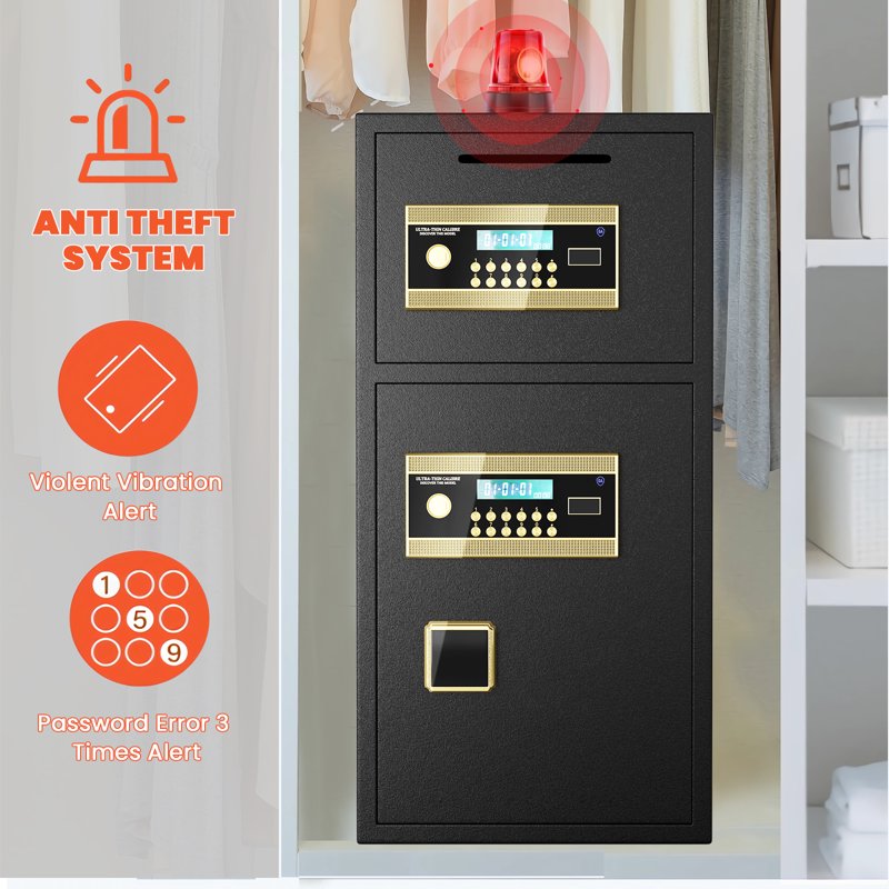 Large Fireproof Waterproof Security Safe with Digital LCD and Deposit Slot
