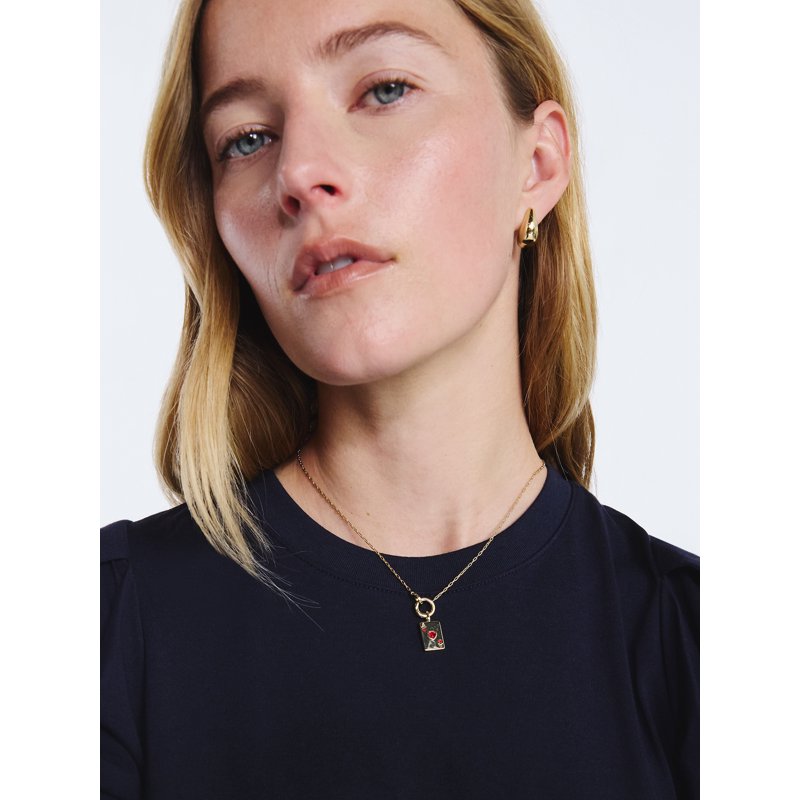 Women's Demi-Fine 14K Gold Plated Playing Card Charm Necklace 16" + 2" Extender