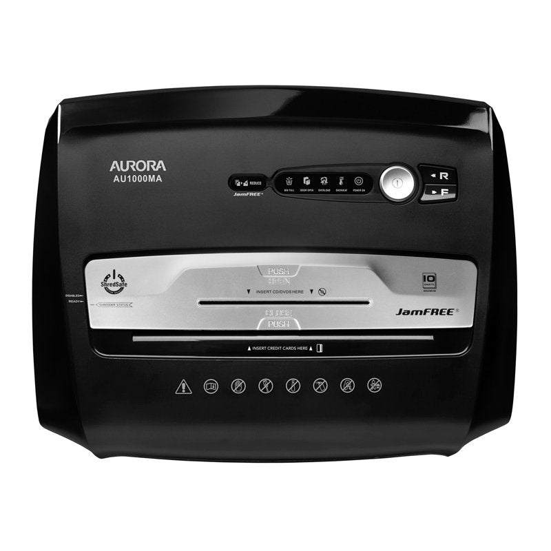 Aurora Micro-Cut Paper Credit Card & CD Shredder 10 Sheets Security Level P-4