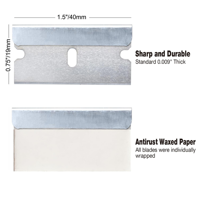 High Carbon Steel Razor Blades 100-Pack for Paint, Glass & Surface Scraping