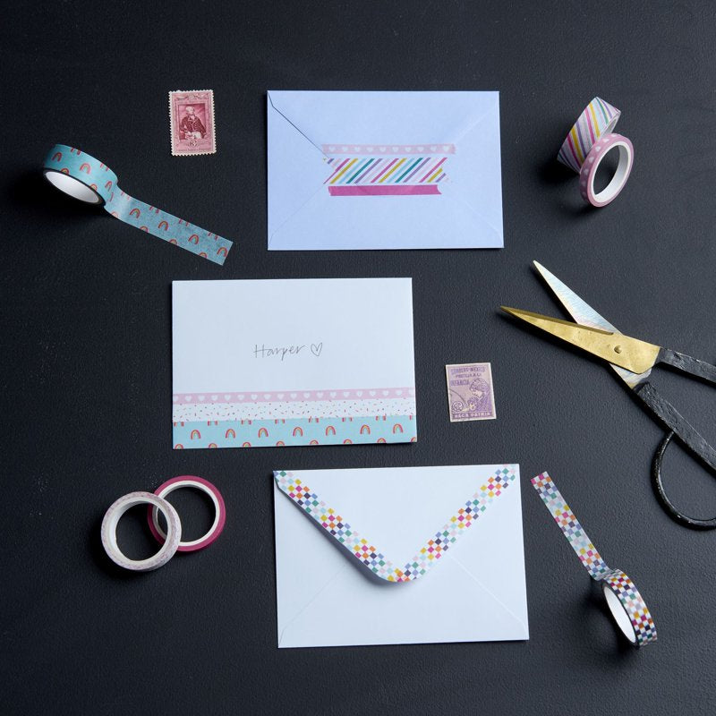 Rainbow Washi Tape Set for Scrapbooking and Crafts - 6 Rolls, 32 Yards