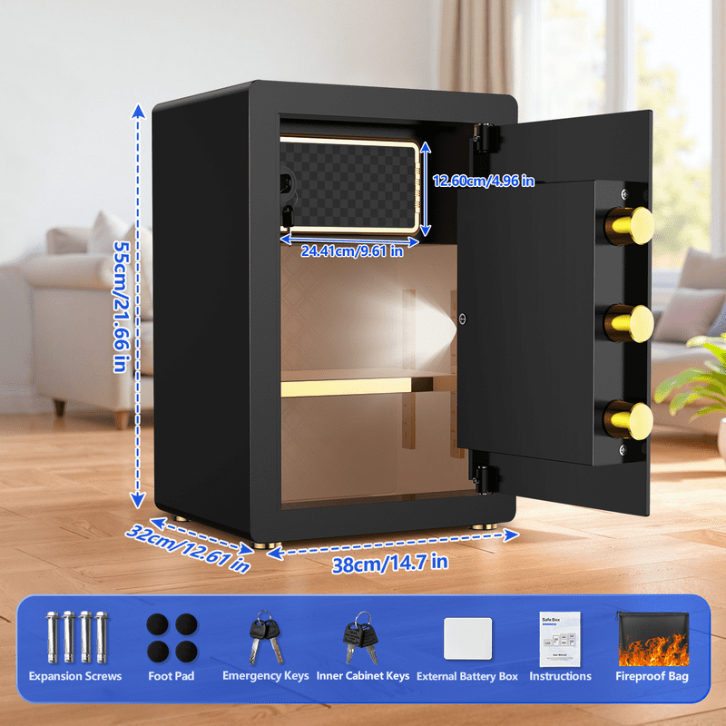 Digital Security Safe Box 5 Cu Ft Fireproof Waterproof Safe with Adjustable Shelves
