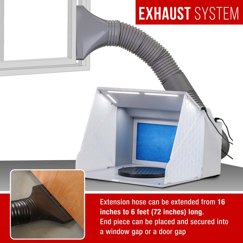 Portable Hobby Airbrush Spray Booth Kit with LED Lights, Turntable & Exhaust Filter