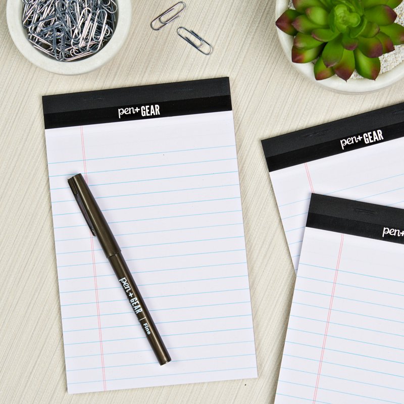 Legal Pads Pack of 3 - White Wide Ruled 50 Sheets Portable Notebooks