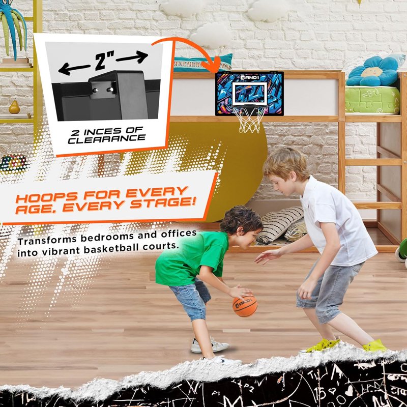 Over the Door Mini Basketball Hoop Set - Shatterproof Backboard, Balls & Pump
