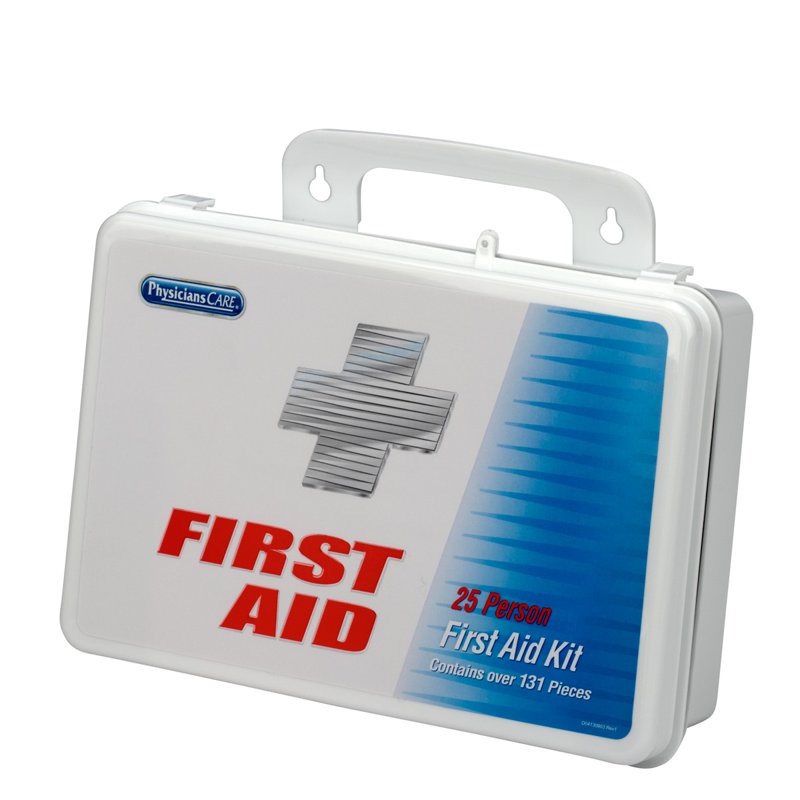 25 Person First Aid Kit with Plastic Case - OSHA Compliant Emergency Medical Supplies