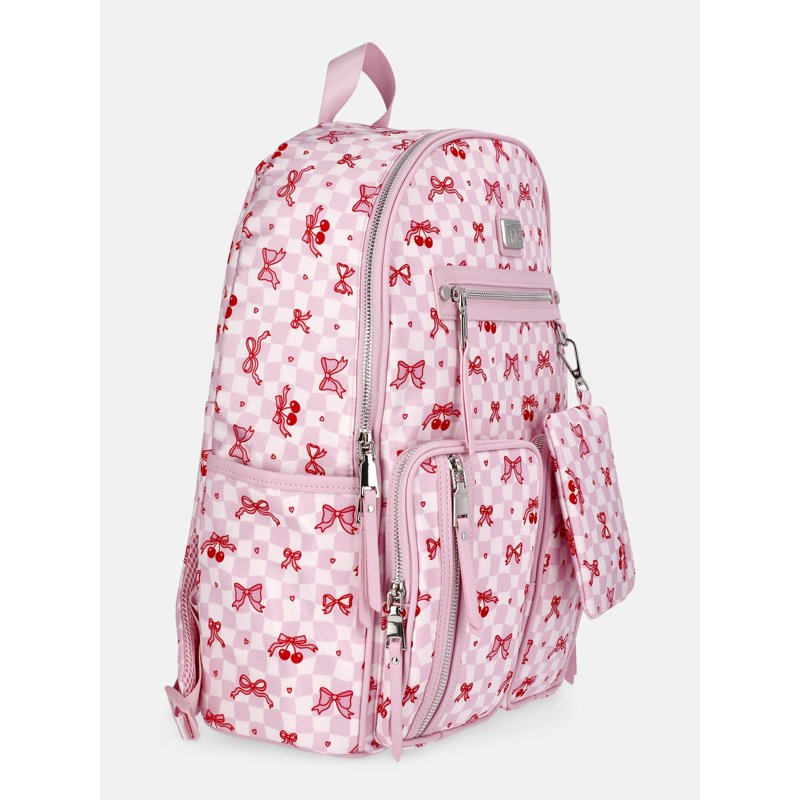 Women's Double Pocket Dome Backpack - Multi-Color Nylon Travel & School Bag