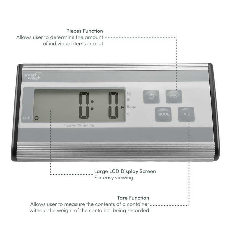 Heavy Duty Digital Shipping Scale 440 lbs Capacity with Stainless Steel Platform