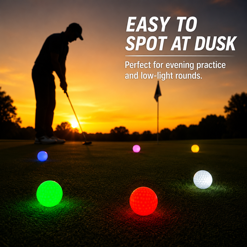 Glow in The Dark LED Golf Balls - Night Golf Light Up Set for Men & Kids