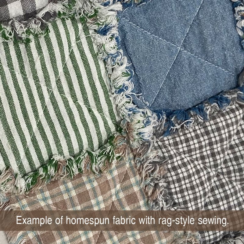 Cotton Homespun Fabric by the Yard - Green White Stripe for Quilting & Crafts