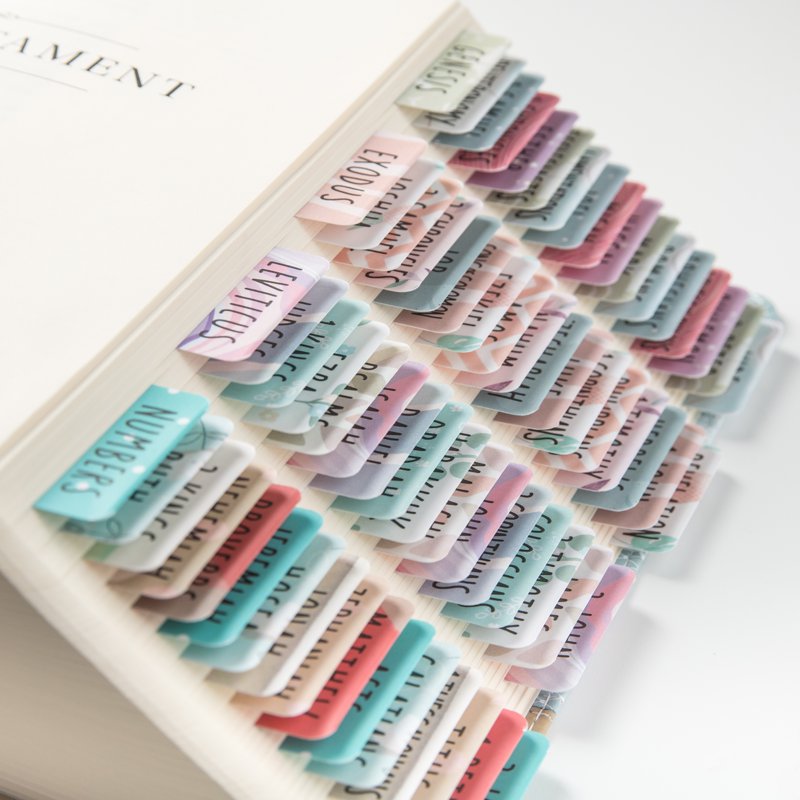 Bible Index Tabs Set with 66 Book Tabs and 18 Blank Tabs - Laminated, Easy to Apply