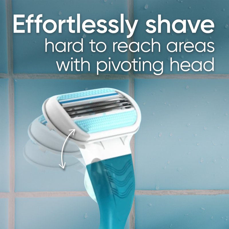 Women’s Razor Refills with 3 Blades & Pivoting Head - Blue, 7 Pieces