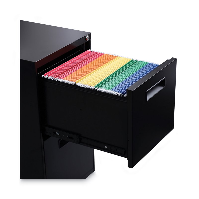 Alera Metal Pedestal File Drawer - 2-Drawer Office Storage Black
