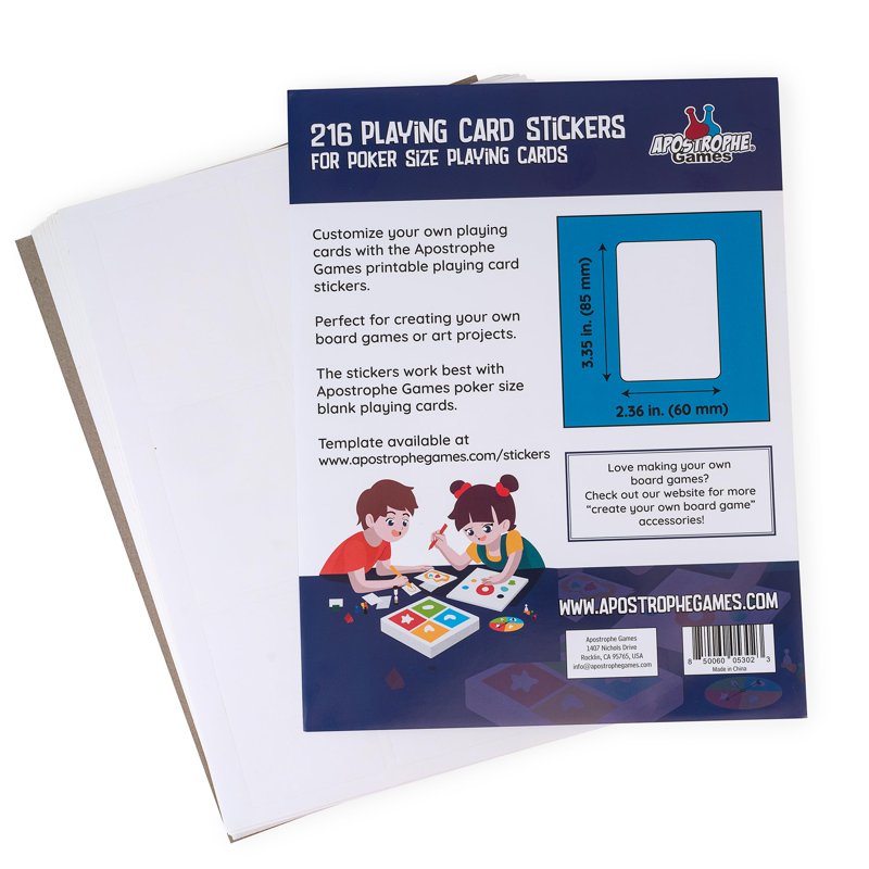 Blank Playing Card Stickers - Custom Printable Labels for Poker Size Decks - 216 Pack