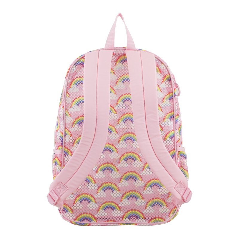 Unisex Mesh Bungee Backpack with Padded Shoulder Straps - Rainbow Print