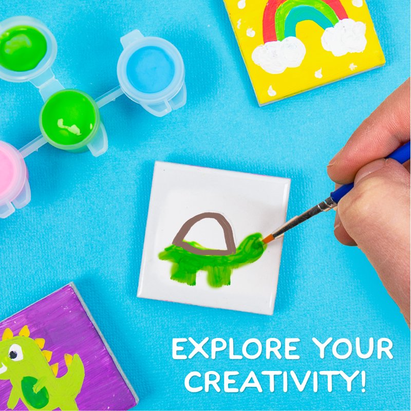 Magnetic Tile Art Craft Kit with 12 Ceramic Tiles & Paint for Kids & Teens
