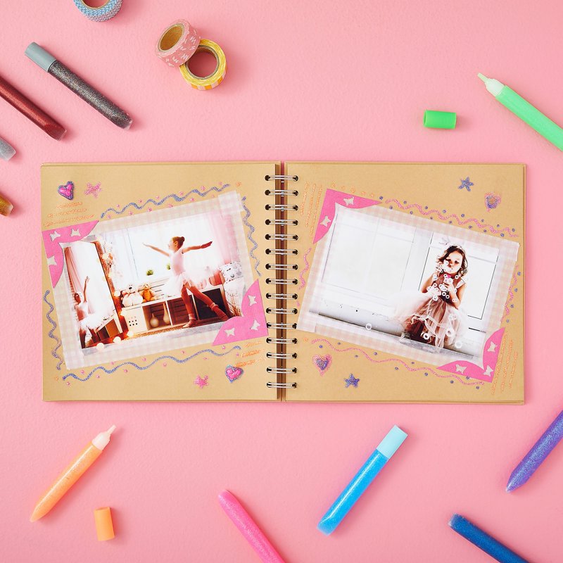 8x8 Inch Hardcover Scrapbook Album with Spiral Binding - Acid-Free Pages for Photos & Journals