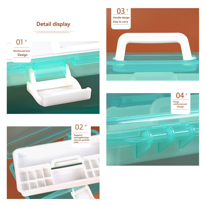 Multi-Compartment Plastic Craft Storage Box with Adjustable Spacers