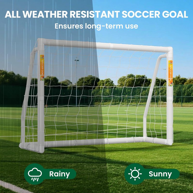 ABORON 6 x 4 ft Foldable Soccer Goal with Net | HPVC Frame, Outdoor Training