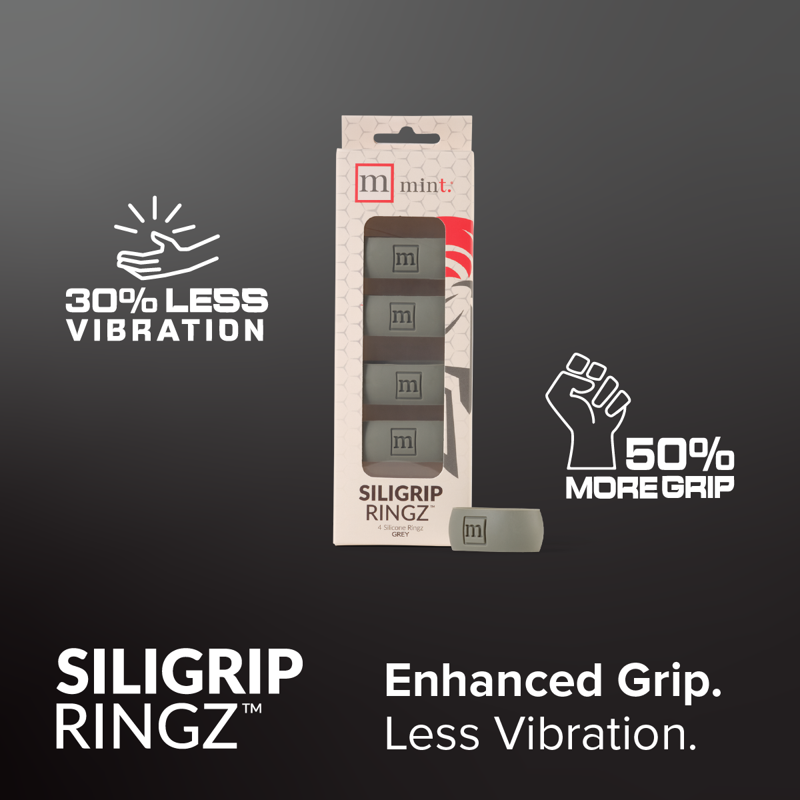 Mint Sport Siligrip Ringz Gray – Non-Slip Silicone Grip Bands for Pickleball & Racket Sports 4 Pack