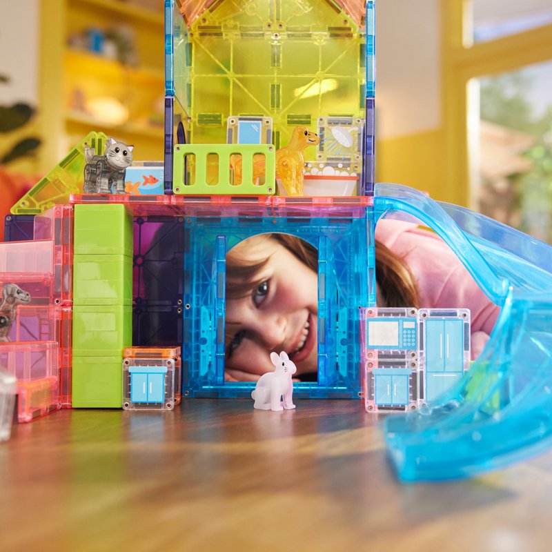 Magnetic Construction Toy Set for Kids - 50 Pieces with Pet Playhouse & Accessories