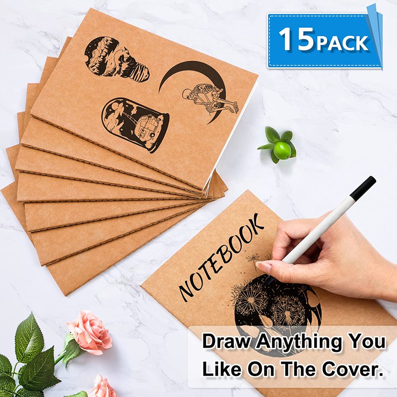 A5 Kraft Notebooks Bulk Pack - 60 Lined Pages, Soft Cover Travel Journals