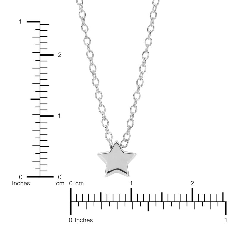Sterling Silver Star Pendant Necklace for Women & Teens - 16" + 2" Extender Chain