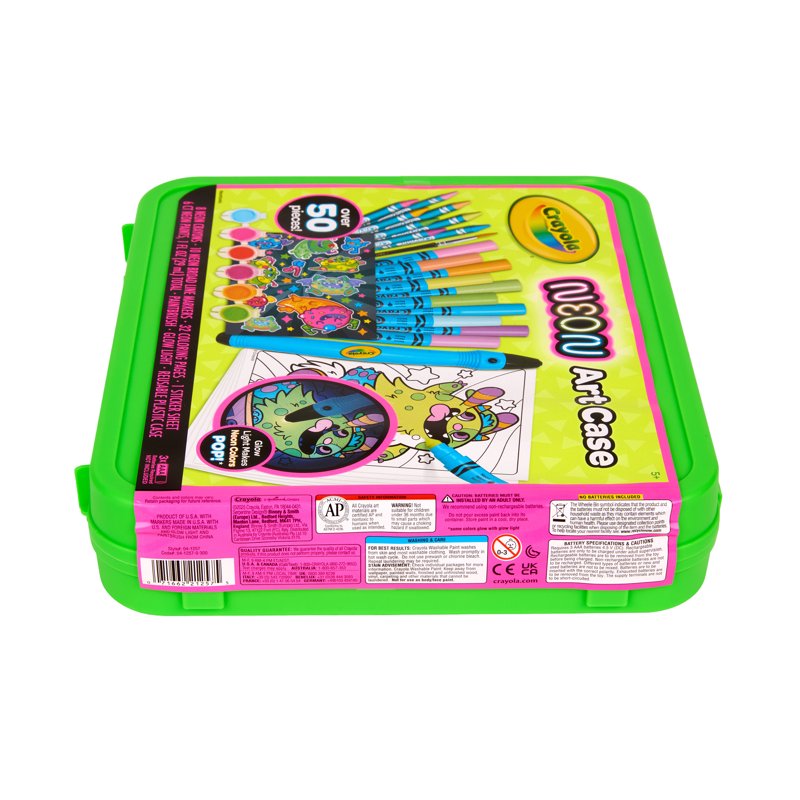 Kids Neon Art Set with Paint Markers Crayons and Glow Light – Creative Craft Kit for Ages 5+