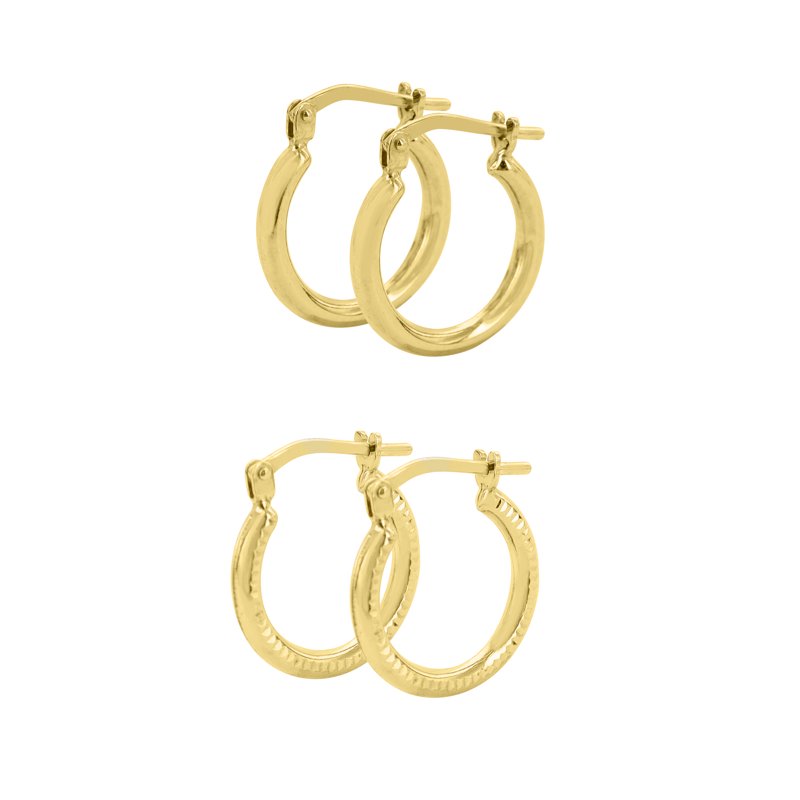 Women's 14K Gold Plated Sterling Silver Hoop Earrings Set - Elegant & Lightweight