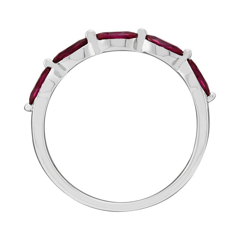 Sterling Silver Marquise Created Ruby Ring - Stackable July Birthstone Jewelry
