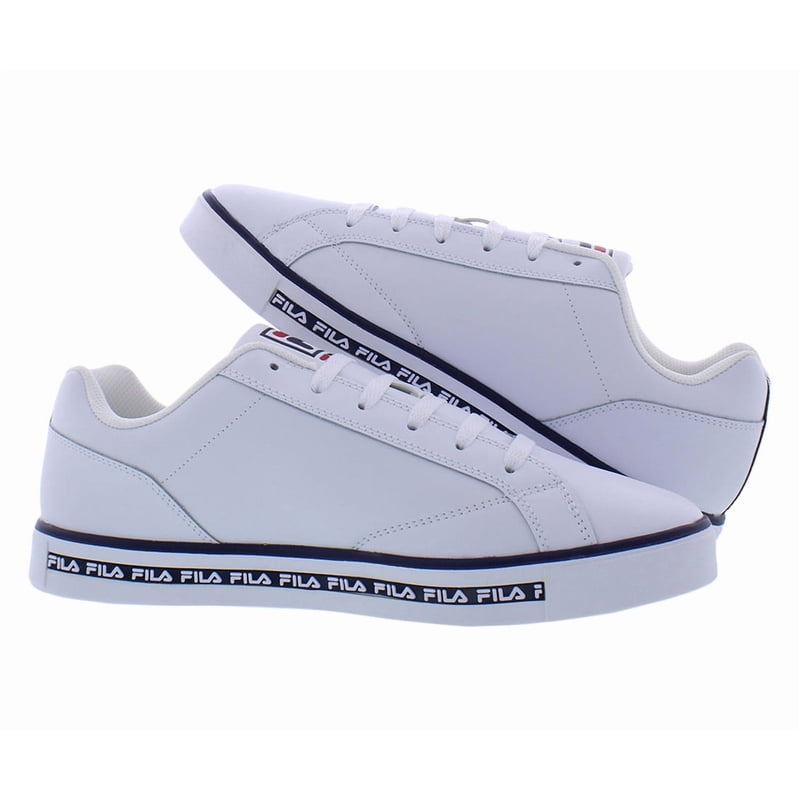 Men's Leather Court Shoes - White Navy Red Sneakers, Size 11.5