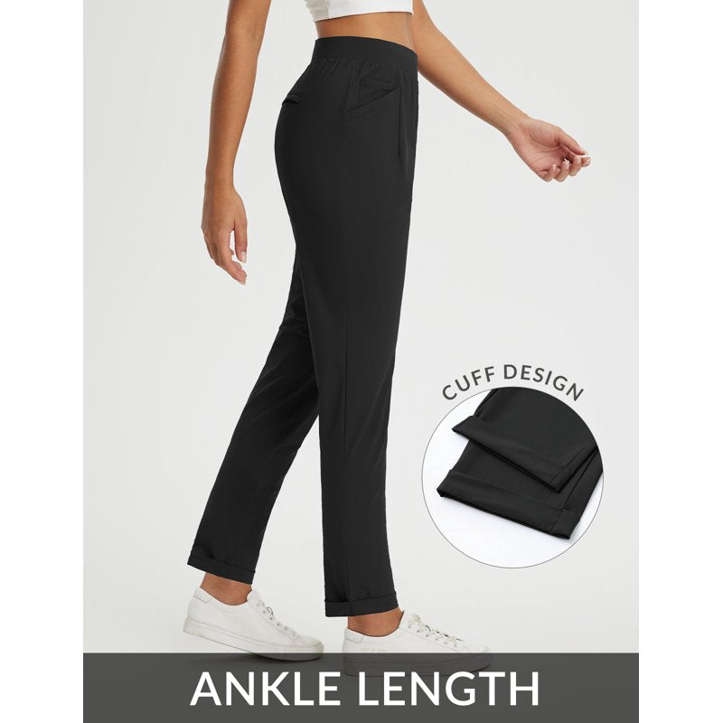 Womens Business Casual Travel Pants with Pockets - Baleaf Black, Size S – Variation: Black Full S