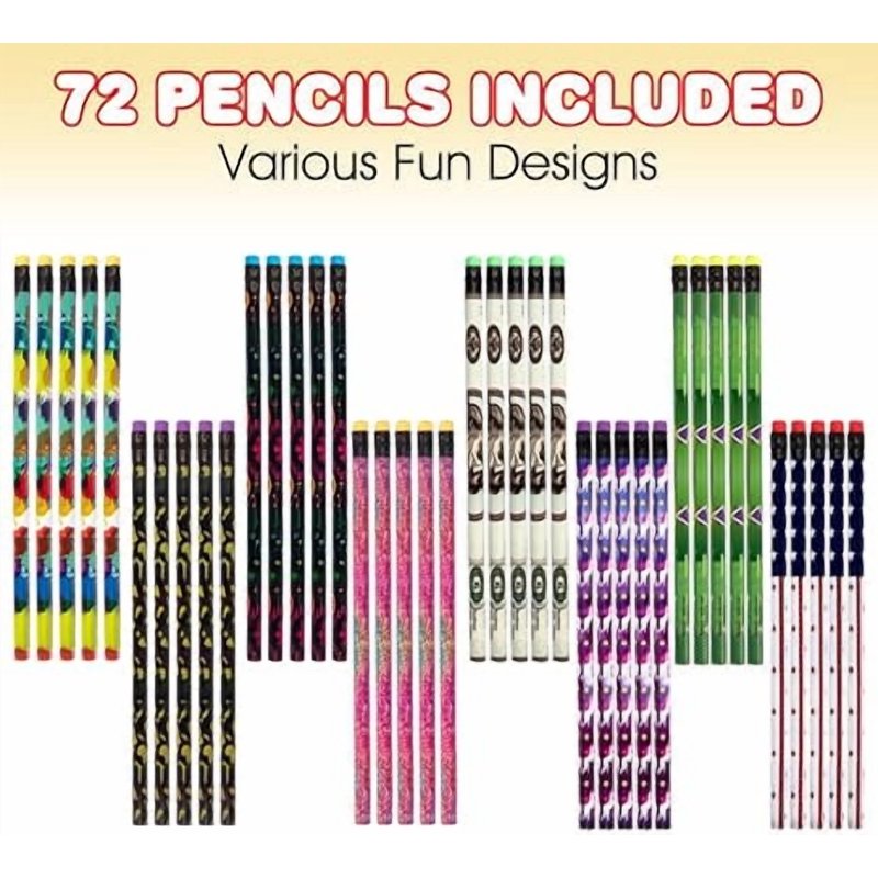Kids Pencils Set with Erasers - 24 Colorful Wooden Writing & Drawing Pencils