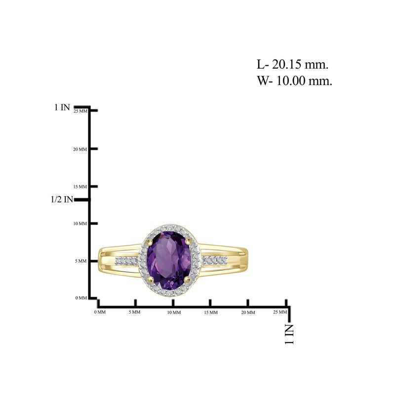 Amethyst and White Diamond Accent 14K Gold Over Silver Ring - Size 6